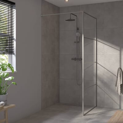 Saqu Devine industriële inloopdouche incl. antikalkbehandeling 80x210cm geborsteld grijs
