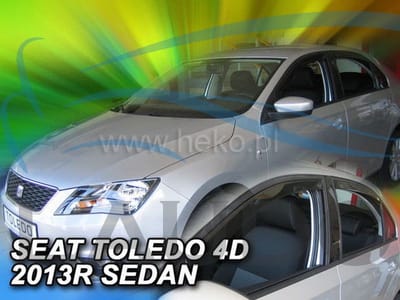 Zijwindschermen donker pasvorm tbv Seat Toledo IV - 4 & 5-drs Sedan/Hatch/Liftback - model 2013 - 2018 set tbv voor & achterdeuren