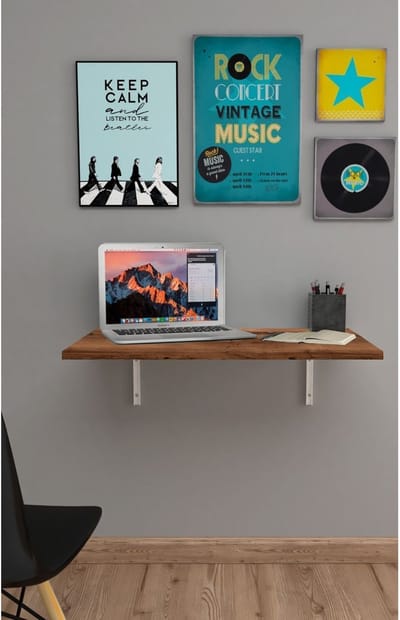 Nestly - 72x45 cm - Klaptafel - Wandtafel - Keukentafel - Balkontafel - Bureau - Mdf Okkernoot