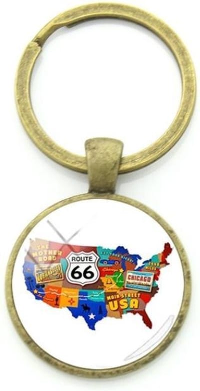Akyol - Route 66 Sleutelhanger - Keychain - Wandbord/sleutelhanger - Gescheft - Gift - Sleutelhanger foto