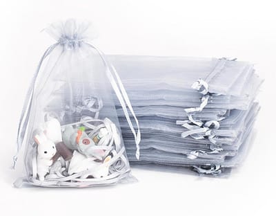 100 Pcs Grijze Organza Geschenken Wrap Zakken met Trekkoord voor Bruiloft, Feest en Kerst - Ideaal voor Sieraden en Make-up Geschenkverpakking