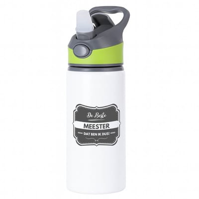 Hacebo® - De beste meester waterfles met rietje groen - Meester - geweldige meester - school - verjaardagscadeau - afscheidscadeau - kado - water fles - 650ML