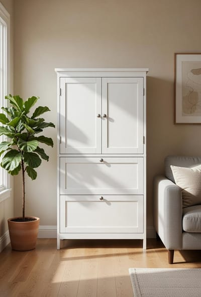 SerenaLine Luxe Badkamerkast met 2 Deuren en 2 Laden 30x60x110 cm - Verstelbare Plank & Laden met Soft-Close - Klassieke Witte Badkamerkast voor Badkamer, Keuken en Hal - Casa Serena – Casa Dorada