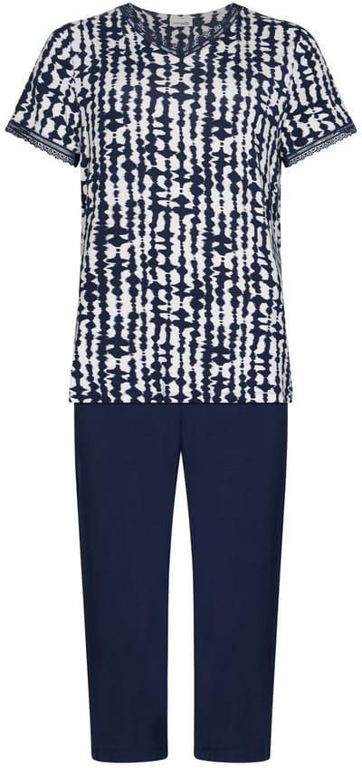 Pastunette Premium - Pyjama - Indigo Flow - Viscose - Blauw/Wit - Maat 38