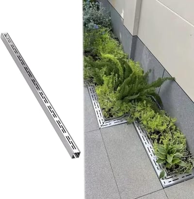 Afvoergoot Stevig - Sleufdrainage Systeem - Buiten Afwatering - Roestvrijstalen Rooster - 4cm x 4cm - Zilver