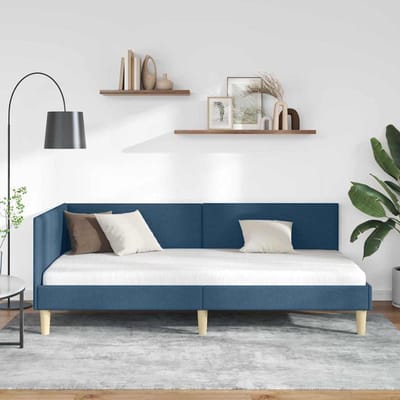 vidaXL - Hoek - Bed - Frame - Blauw - 100 - cm - x - 200 - cm - Stof - en - multiplex
