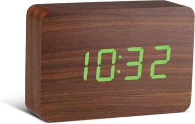 Houten wekker met LED verlichting en draagbare functie
