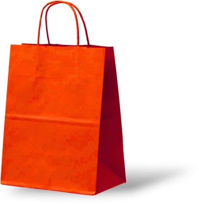 Papieren Draagtas (S) - 50 Stuks - Rood/Kraft - 18x8x24 cm - Papieren Tasjes - Kraft Tas - Tassen - Cadeau Tas - Hoogwaardig Natron Kraft Papier - Eco-vriendelijk - Ideaal voor Geschenken