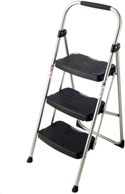 Opvouwbare trapladder - Keuken kruk - Huishoudelijk werk - Ultradikke pedalen - 4 treden - Zwart