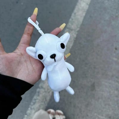 Grauwige Chihuahua Knuffel Sleutelhanger Hanger Puppy Huisdier Gevulde Chihuahua Pop Vreemd Schattig Realistische Knuffel Chihuahua Vriend Cadeau wit