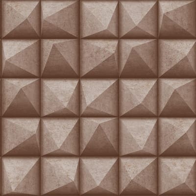 Reflets 3D vierkant koper beton (vliesbehang, bruin)