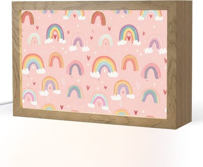Nachtlampje 30x20 cm - Kinder lampje - Regenboog - Patroon - Pastel - Tafellamp kinderkamer - Slaapkamer lamp - Bedlamp kinderen - Kinderlampje stopcontact - Wandlamp babykamer - Nachtlampjes