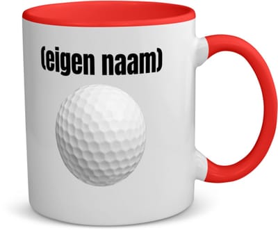 Akyol - golfbal met eigen naam koffiemok - theemok - rood - Golf - golfers - leuk cadeau voor iemand die houdt van golfen - cadeau - kado - 350 ML inhoud