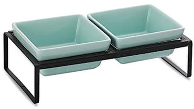 Verhoogde voerbak voor katten en honden met keramische kommen, antislip en gemakkelijk schoon te maken