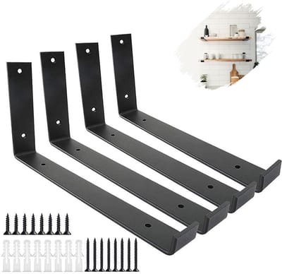 Plankdrager - 4 Stuks -Incl. bevestigingsmateriaal - Plankdragers Metaal - Schapdragers - Plankbeugels - Wandsteun - Muurplank - Wandsteunen - Smeedijzeren Muurbeugel - Planksteun - Planksteunen - Zwevende Plankhouder Wandsteun - 20cm - Zwart