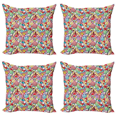ABAKUHAUS Snoepstok-kussenhoes-set – 4x60x60 cm – Multicolor