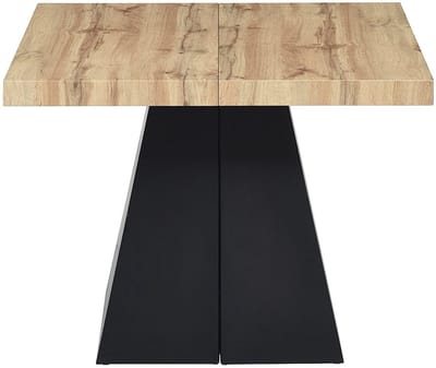Vente-unique Uitschuifbare eettafel 4 tot 10 personen van MDF en metaal - Naturel en zwart - EMELIA