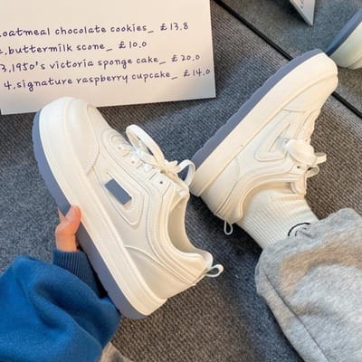 Damesschoenen Lente en Herfst Schoenen met grote neus Hong Kong-stijl Japans Veelzijdig Casual Platform Sportschoenen 40 wit
