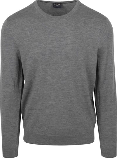 Olymp Trui O-Hals Wol Grijs - Maat S - Heren - Pullovers