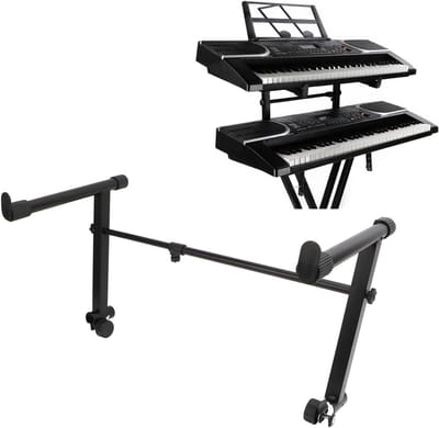 2-laags Keyboardstandaard Adapter voor Elektronische Piano - L-vormige Riser met Verstelbare Hoogte en Stevige Ondersteuning voor Keyboard en Piano Accessoires, Breedte 42-75 cm