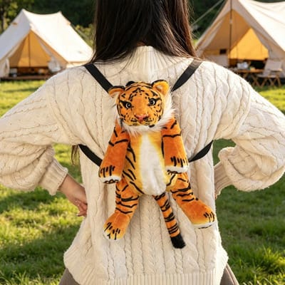 1 Stuk 40cm Simulatie Tijger Luipaard Pluche Rugzak Speelgoed Gevuld Zacht Dier Pop Decoratieve Tas Kinderverjaardagscadeau
