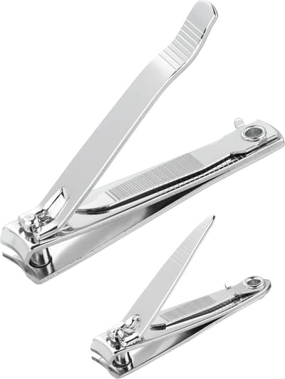 Nagelknipper set - Knippers voor handen - Nagels verzorgen - Twee maten - Klein en groot - Zilverkleurig