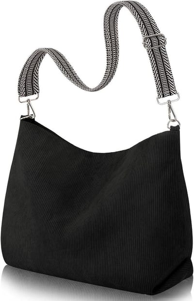 Grote Corduroy Shopper Bag met Verstelbare Schouderband voor Werk, Reizen en Winkelen