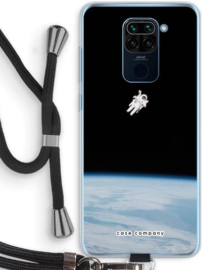 Case Company® - Hoesje met koord geschikt voor Xiaomi Redmi Note 9 hoesje met Koord - Alone in Space - Telefoonhoesje met Zwart Koord - Bescherming aan alle Kanten en Over de Schermrand