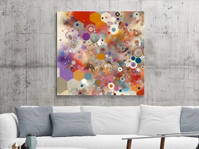 Acryl dikke dames schilderij | Vrolijke en kleurrijke acryl schilderijen van weelderige dames figurerend | Kunst - 80x80 centimeter op Forex | Foto op Forex