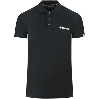 Aquascutum Unisex Volwassenen Geverfde Logo Polo Shirt (Zwart)