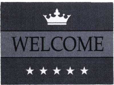 Schoonloopmat Walk&Wash Welcome sterren antraciet 67x80 cm