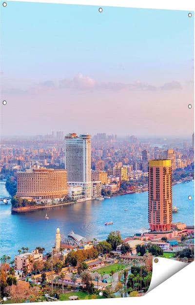 Gards Tuinposter De Nijl Rivier in Cairo, Egypte - 90x120 cm - Tuindoek - Tuindecoratie - Wanddecoratie buiten - Tuinschilderij