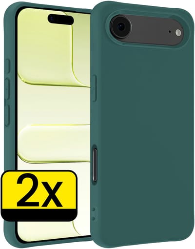 Hoesje - 2 Stuks - Geschikt voor Apple iPhone Air - Sterk & Shockproof - Case Siliconen - Back Cover - Telefoon Hoes - Telefoonhoesjes - Donkergroen