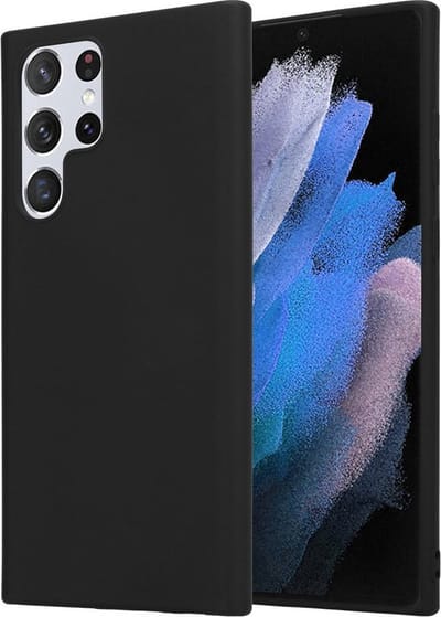 LuxeBass Siliconen hoesje geschikt voor Samsung Galaxy S22 Ultra - Zwart - telefoonhoes - gsm hoes - telefoonhoesje