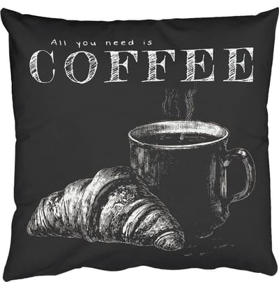 Sierkussens - Kussentjes Woonkamer - 50x50 cm - Koffie - Croissant - Tekst