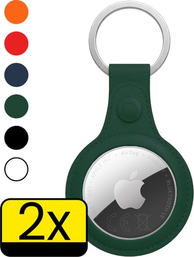 Hoesje Geschikt voor Apple AirTag 2 Sleutelhanger Hoes - Hoesje Geschikt voor Apple AirTag 2e generatie Hoesje Hanger Case Leder Look Sleutelhanger - Donkergroen - 2 Stuks