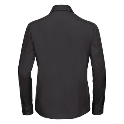 Russell Collection Dames/Dames Klassiek Polycotton Easy-Care Shirt met Lange Mouwen (Zwart)