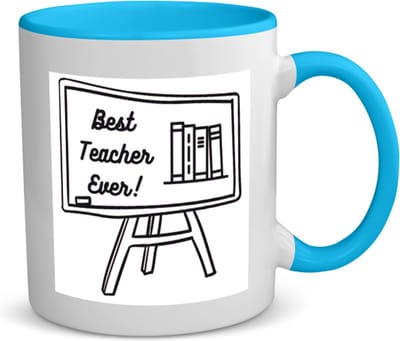 Akyol - best teacher ever koffiemok - theemok - blauw - Juf - meester - juf en meester - 350 ML inhoud
