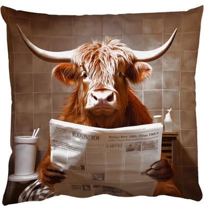 Sierkussens - Kussentjes Woonkamer - 50x50 cm - Schotse hooglander - Krant - Toilet