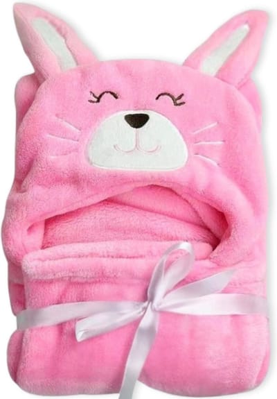 BoefieBoef Roze Kat Poes Baby Badcape – Peuter Badjas voor Kinderen 0-3 Jaar – Zachte Fleece Wikkeldeken – Met Dieren Capuchon – Baby BadPoncho & Omslagdoek – Superzacht & Warm – Voor Jongens & Meisjes