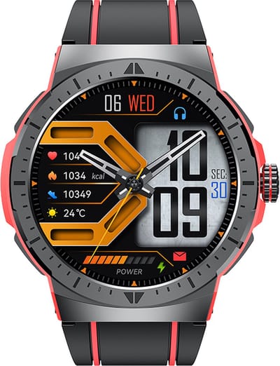 WizBay Premium Select® 1,43 Inch AMOLED Sport Smartwatch Rood Zwart - Bluetooth Bellen - Hartslag Bloeddruk Zuurstof - IP68 Waterdicht - 100+ Sportstanden - 466x466