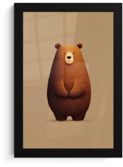Poster in lijst - Fotolijst 20x30 cm - Posters - Beer - Minimalistisch - Bruin - Posterlijst zwart - Decoratie - Wanddecoratie woonkamer - Muurdecoratie slaapkamer