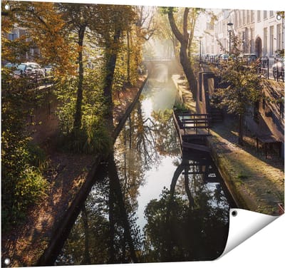 Gards Tuinposter Nieuwe Gracht in Utrecht - 100x80 cm - Tuindoek - Tuindecoratie - Wanddecoratie buiten - Tuinschilderij