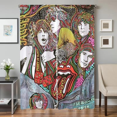 Keukengordijnen voor Woonkamer 2 Stuks Verduisterende Gordijnen Deurgordijn De R-rolling S-stones Scheidingswand Slaapkamerdecoratie W50xH70cmx2pcs-CL