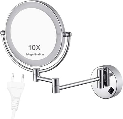 Wandspiegel Make-up met LED Verlichting en 10x Vergroting - 360° Draaibaar