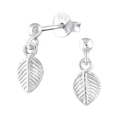 Aramat Jewels | Oorbellen | Zilveren Hartjes Oorstekers met Hangertje – 925 Zilver Meerdere Kleuren | Blaadje-6x5mm | |7mm | Zilver | Kinderen, Volwassenen | Verkleurd niet