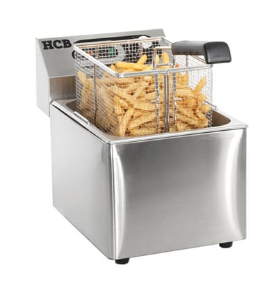 HCB® - Professionele grote Horeca frituurpan - Friteuse - 9 liter - 230V - RVS / INOX frietketel - frietpannen - frietpan - 41.5x27x34 cm (DxBxH) - 3250W - 2590