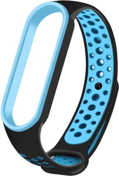 Siliconen bandje - geschikt voor Xiaomi Mi Band 5 / Mi Band 6 - zwart-blauw