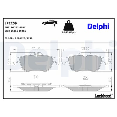 Remblokkenset, schijfrem DELPHI LP2259