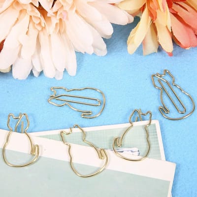 Dailygoods- Paperclips Katvormig 12 Stuks - Uniek Ontwerp - Duurzaam Metaal - Multifunctioneel - 3x2 cm - Lange Levensduur - Clips